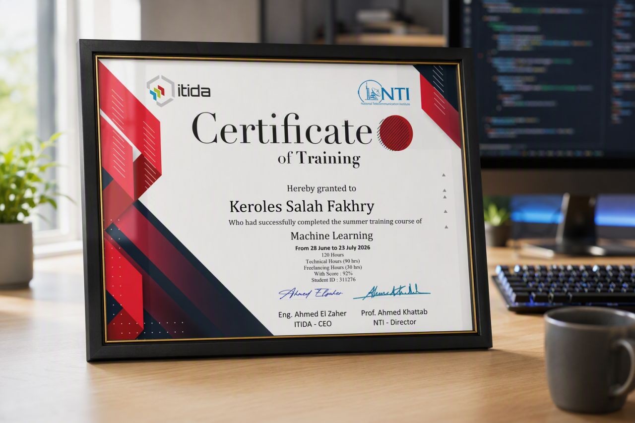 Machine Learning Summer Training Certificate - ITIDA & NTI